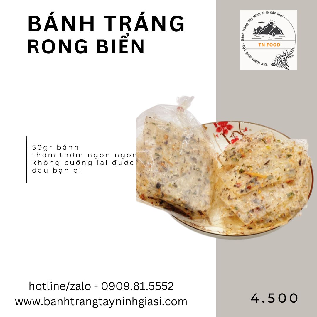 nguồn sỉ lẻ bánh tráng trộn rong biển Tây Ninh TN FOOD 0946002810